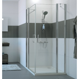 Hüppe Classics 2 čtvercový sprchový kout 80x80/190 cm křídlové dveře s pevnými segmenty, stříbrná pololesk/čiré antiplaque