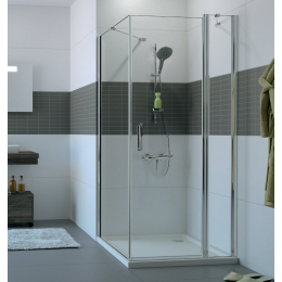 Hüppe Classics 2 křídlové dveře 100/190 cm s pevným segmentem pro boční stěnu, stříbrná pololesk/čiré antiplaque