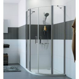 Hüppe Classics 2 čtvrtkruhový sprchový kout křídlové dveře 100x100/190 cm, R55, stříbrná pololesk/čiré antiplaque
