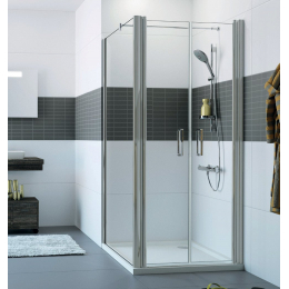 Hüppe Classics 2 lítací dveře 100/190 cm pro boční stěnu, stříbrná pololesk/čiré antiplaque