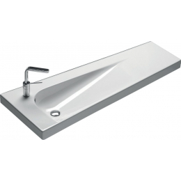 Hatria Grandangolo umyvadlo na desku bílá pravá 130 cm s jedním otvorem pro baterii