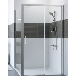 Hüppe Classics 2 posuvné dveře 120/190 cm dvojdílné do niky/pro boční stěnu, stříbrná pololesk/čiré antiplaque