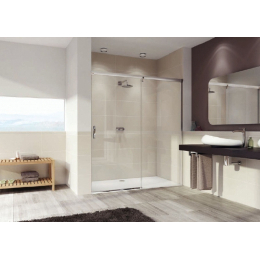 Hüppe Aura Elegance posuvné dveře 1-dílné s pevným segmentem stříbrný mat/čiré antiplaque 140/200 cm