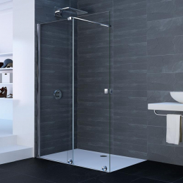 Hüppe Xtensa Walk-in posuvné dveře jednodílné s pevným segmentem stříbrný pololesk/čiré antiplaque 120/200 cm