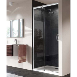 Hüppe Time 200 posuvné dveře do niky levé stříbrný pololesk/čiré antiplaque 100-180/200 cm