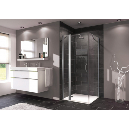 Hüppe Trend 200 křídlové dveře 80/200 cm pro sprchový kout do niky/s boční stěnou, stříbrná lesklá, čiré sklo s Anti-Plaque