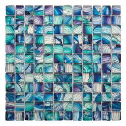 Mozaika Bärwolf skleněná mozaika duhově modrá 30x30 cm lesklá