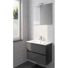Riho Porto umyvadlová skříňka včetně umyvadla azabache 60x52x46 + zrcadlo 60x60 cm