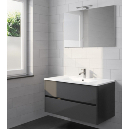 Riho Porto umyvadlová skříňka včetně umyvadla azabache 100x52x46 + zrcadlo 100x60 cm