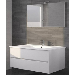 Riho Porto umyvadlová skříňka včetně umyvadla bílá lesk 100x52x46 + zrcadlo 100x60 cm