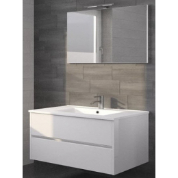 Riho Porto umyvadlová skříňka včetně umyvadla bílá lesk 80x52x46 + zrcadlo 80x60 cm
