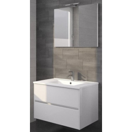 Riho Porto umyvadlová skříňka včetně umyvadla bílá lesk 60x52x46 + zrcadlo 60x60 cm