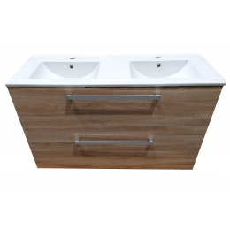 Arbyd Andrea umyvadlová skříňka 120 bílá, 2 x zásuvka světle hnědá + 2 x úchytka