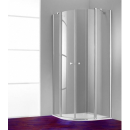 Hüppe 501 Design Pure čtvrtkruhové křídlové dveře 100/190 cm R55 s pevným segmentem stříbrný lesk/antiplaque