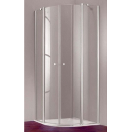 Hüppe 501 Design Pure čtvrtkruhové křídlové dveře 90/190 cm R50 s pevným segmentem, stříbrný lesk/čiré antiplaque