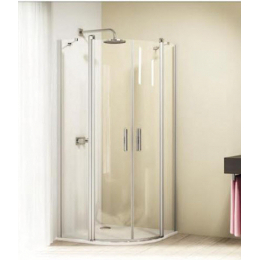 Hüppe 501 Design Pure čtvrtkruhové křídlové dveře 100/190 cm R50 s pevným segmentem stříbrný lesk/čiré antiplaque