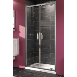 Hüppe Time lítací dveře 100/190 cm pro boční stěnu, stříbrný lesk/čiré antiplaque