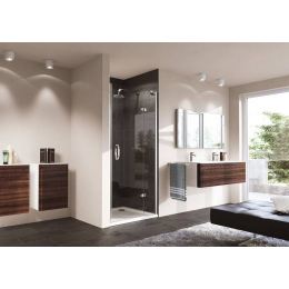 Hüppe Strike sprchové dveře 100/190 cm s pevným segmentem do niky pravé, stříbrný lesk/čiré antiplaque