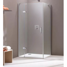 Hüppe Aura Elegance křídlové dveře 100/200 cm s pevným segmentem pro boční stěnu upevnění vlevo na vaničku, stříbrný mat/čiré an