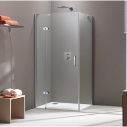 Hüppe Aura Elegance křídlové dveře 80/200 cm s pevným segmentem pro boční stěnu upevnění vlevo na podlahu, stříbrný lesk/čiré an