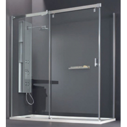 Hüppe Vista sprchový kout 140x90/200 cm s jednokřídlovými dveřmi s pevným segmentem a boční stěnou upevnění vpravo čiré antiplaq