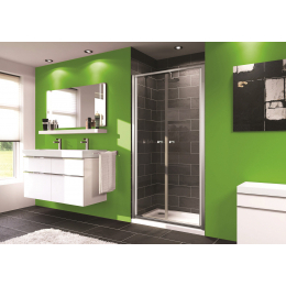 Hüppe Time křídlové dveře 100/190 cm do niky/pro boční stěnu, stříbrný pololesk/čiré antiplaque