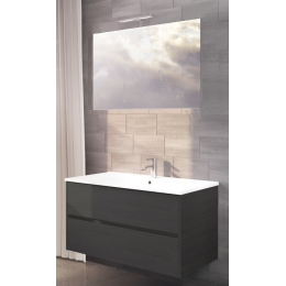 Riho Porto umyvadlová skříňka včetně umyvadla azabache 80x52x46 + zrcadlo 80x60 cm