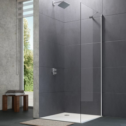 Hüppe Design Pure boční stěna 80/200 cm samostatně stojící, stabilizační vzpěra, stříbrný lesk/sklo čiré 6 mm