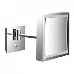Emco Pure LED čtvercové kosmetické zrcadlo nástěnné 3 násobné zvětšení s otočným ramenem, chrom