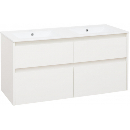 Skříňka a keramické slim dvojumyvadlo La Futura Aqualine 4YOU 121x58x46 cm bílá lesklá