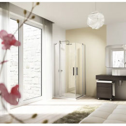 Hüppe 501 Design křídlové dveře s pevným segmentem 100/190 cm stříbrná lesklá, čiré sklo s Anti-Plaque