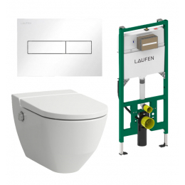 Akční balíček Laufen NAVIA závěsné WC + podomítkový modul +  WC tlačítko bílá