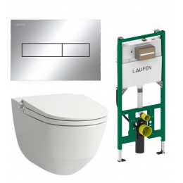 Akční balíček Laufen RIVA závěsné WC s bidetovou sprškou + podomítkový modul +  WC tlačítko chrom