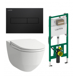 Akční balíček Laufen RIVA závěsné WC s bidetovou sprškou + podomítkový modul +  WC tlačítko černá