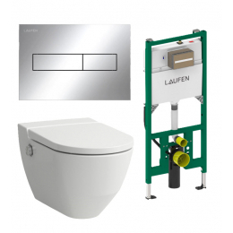 Akční balíček Laufen NAVIA závěsné WC + podomítkový modul +  WC tlačítko chrom