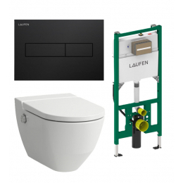 Akční balíček Laufen NAVIA závěsné WC + podomítkový modul +  WC tlačítko černá
