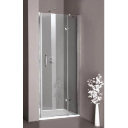 Hüppe Aura křídlové dveře do niky s pevným segmentem upevnění vlevo stříbrná lesklá/čiré sklo Antiplaque 90/200 cm