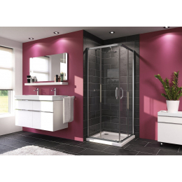 Hüppe Time spchový kout čtvercový stříbrná lesklá/čiré sklo 90x90 cm