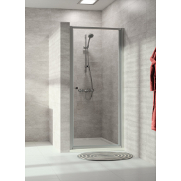 Hüppe Time New křídlové dveře 90/190 cm do niky/pro boční stěnu, stříbrný pololesk/čiré antiplaque