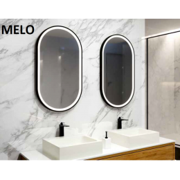 Bemeta Melo zrcadlo s rámem s LED osvětlením černá 50x90 cm