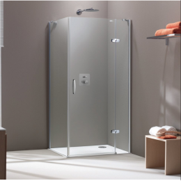 Hüppe Aura Elegance křídlové dveře 80/190 cm s pevným segmentem pro boční stěnu upevnění vpravo čiré antiplaque