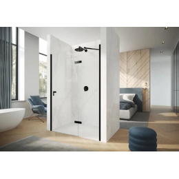 Hüppe Aura pure křídlové dveře s pevným segmentem upevnění vpravo 100/197 cm Black Edition sklo čiré Anti-Plaque