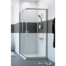 Hüppe Classics 2 posuvné dveře rohový vstup 2-dílný atyp 84/190 cm stříbrná pololesklá sklo čiré Anti-Plaque