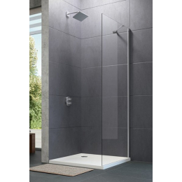 Hüppe Design pure boční stěna pro křídl. dveře atyp stříbrná lesklá 84/145 cm sklo čiré Anti-Plaque