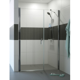 Hüppe Classics 2 křídlové dveře s protisegmentem do niky atyp 166/200 cm stříbrná pololesklá sklo čiré